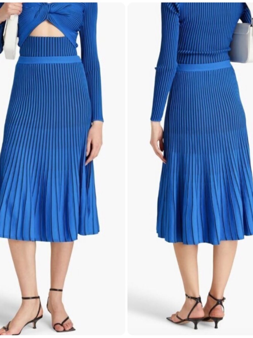 Amur Jenna Knit Midi Skirt Navy Canal Blue